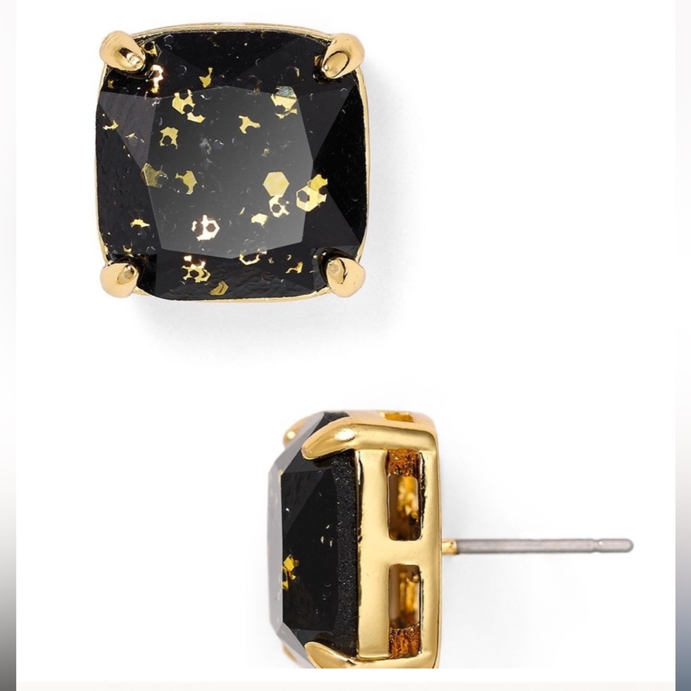 NWT kate spade ♠️ Black Gold Glitter
Squared Away Earrings